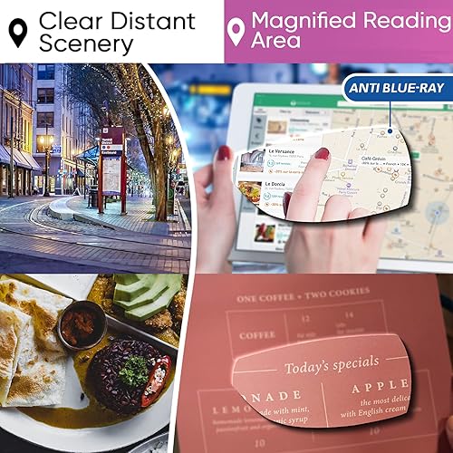 Miniatura 3 de Missfive Lentes de lectura bifocales de alta calidad para mujer, bloqueo de luz azul y bisagra de resorte de metal, lectores de doble uso lejano y