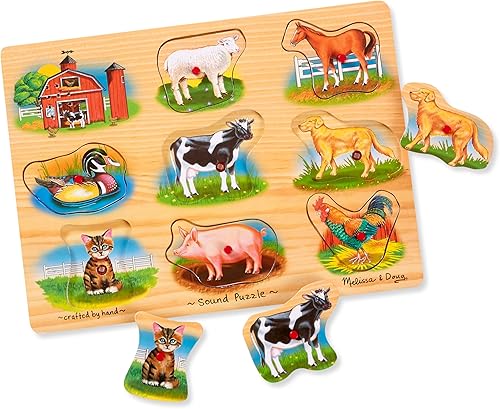 Rompecabezas de granja, con sonido, de Melissa & Doug, rompecabezas, (Farm Sound Puzzle), Multicolor