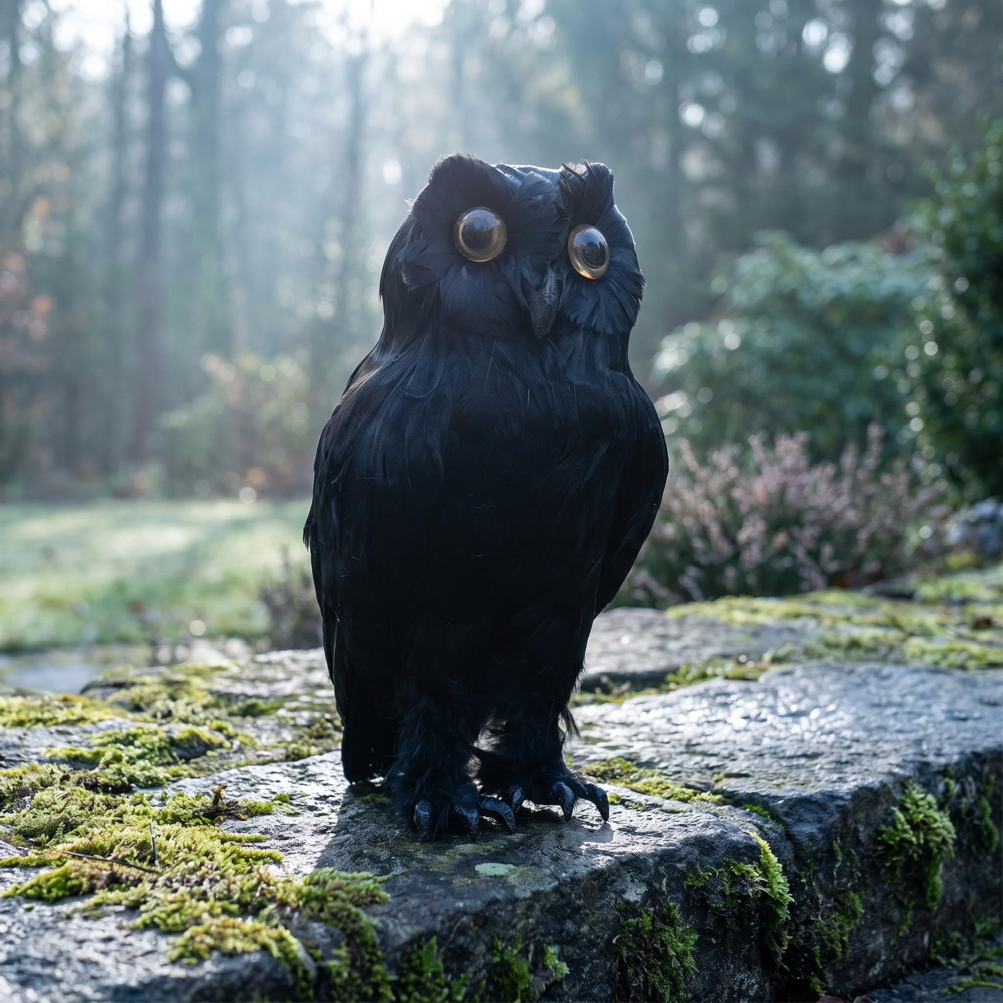INOOMP Statuetta di gufo da esterno: gufo artificiale in piedi, resistente | Statuetta di animale da esterno da 10,6 pollici, scultura realistica con piumaggio, resistente alle intemperie, decorazione