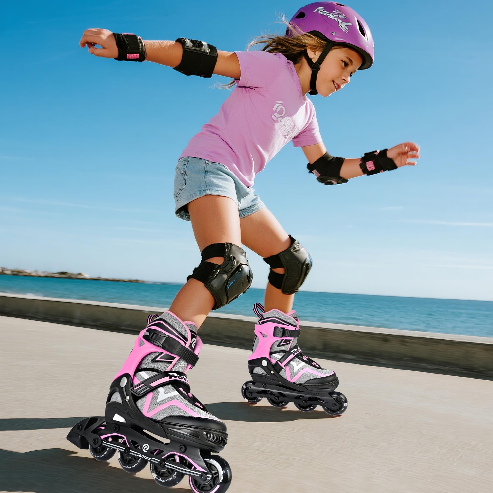 Ruthfot Patines en línea Ajustables para niños y niñas, Patines Luminosos para niños de 6 a 12 años de Edad, Patines Luminosos al Aire Libre para Mujeres y Hombres — view 6