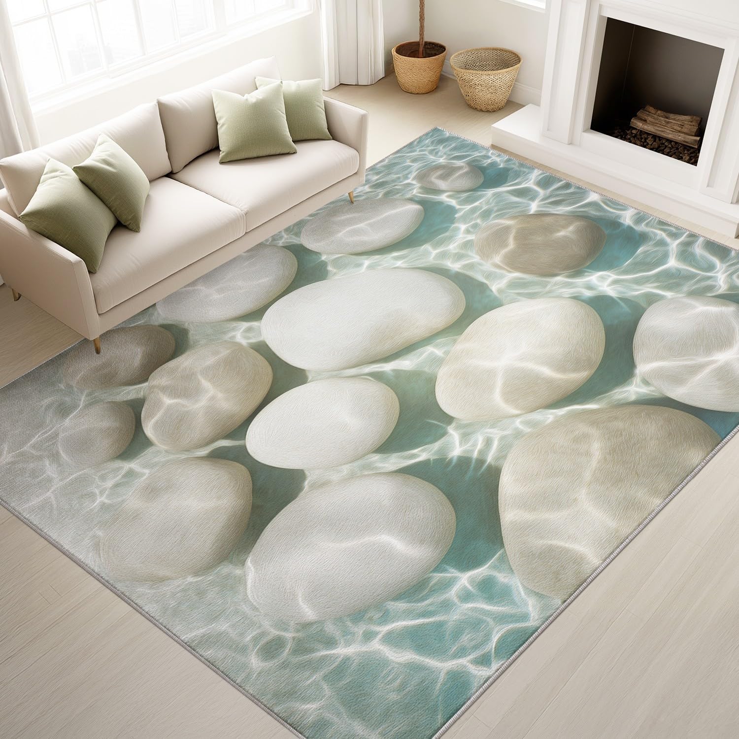 Tapis poil bas doux antidérapant avec relief galet 3D