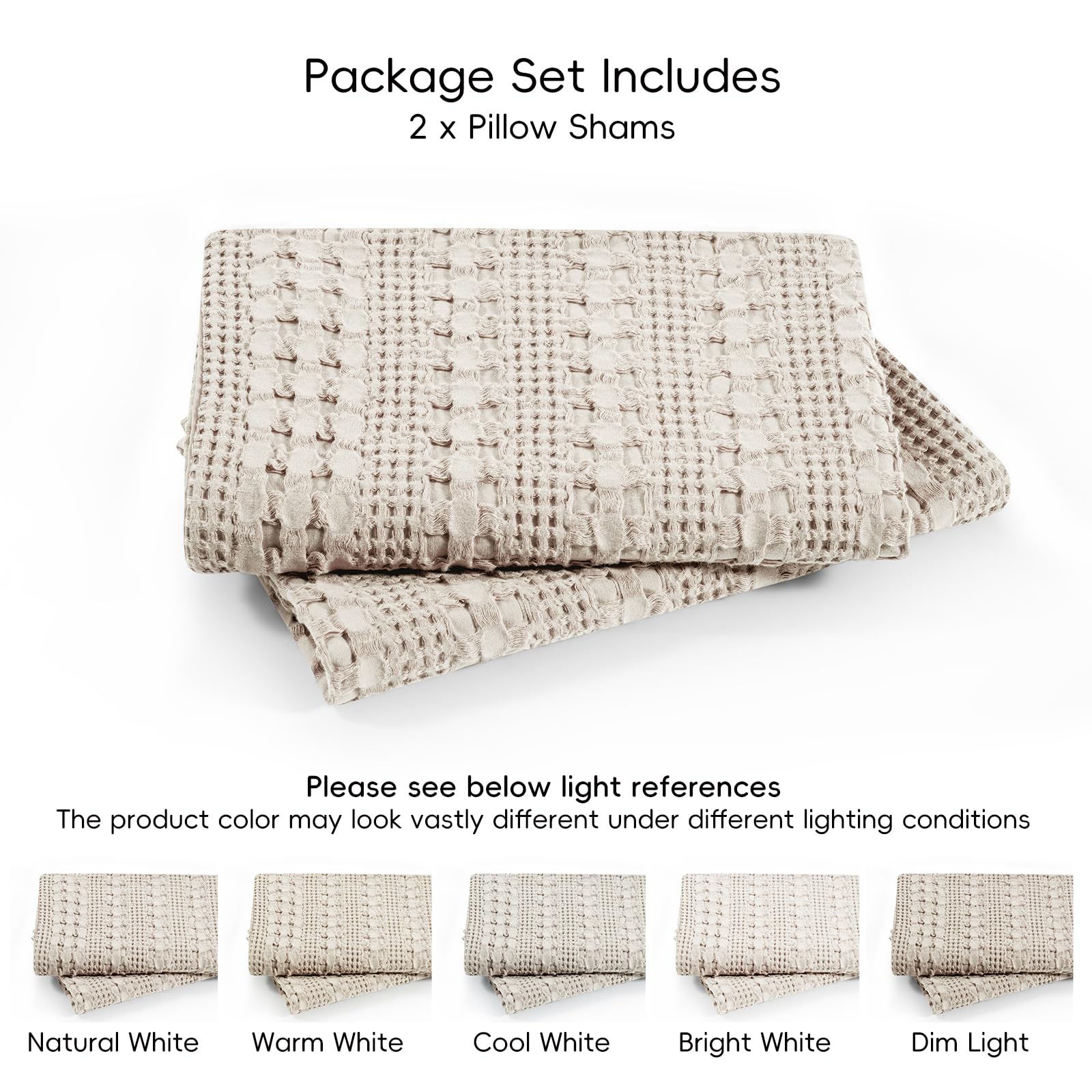 PHF 2 federe per cuscini in 100% cotone a nido d'ape, 61 x 61 cm, rivestimento quadrato, eleganti decorazioni per la casa, senza imbottitura, morbide ed estetiche, di lusso, per letto, avena