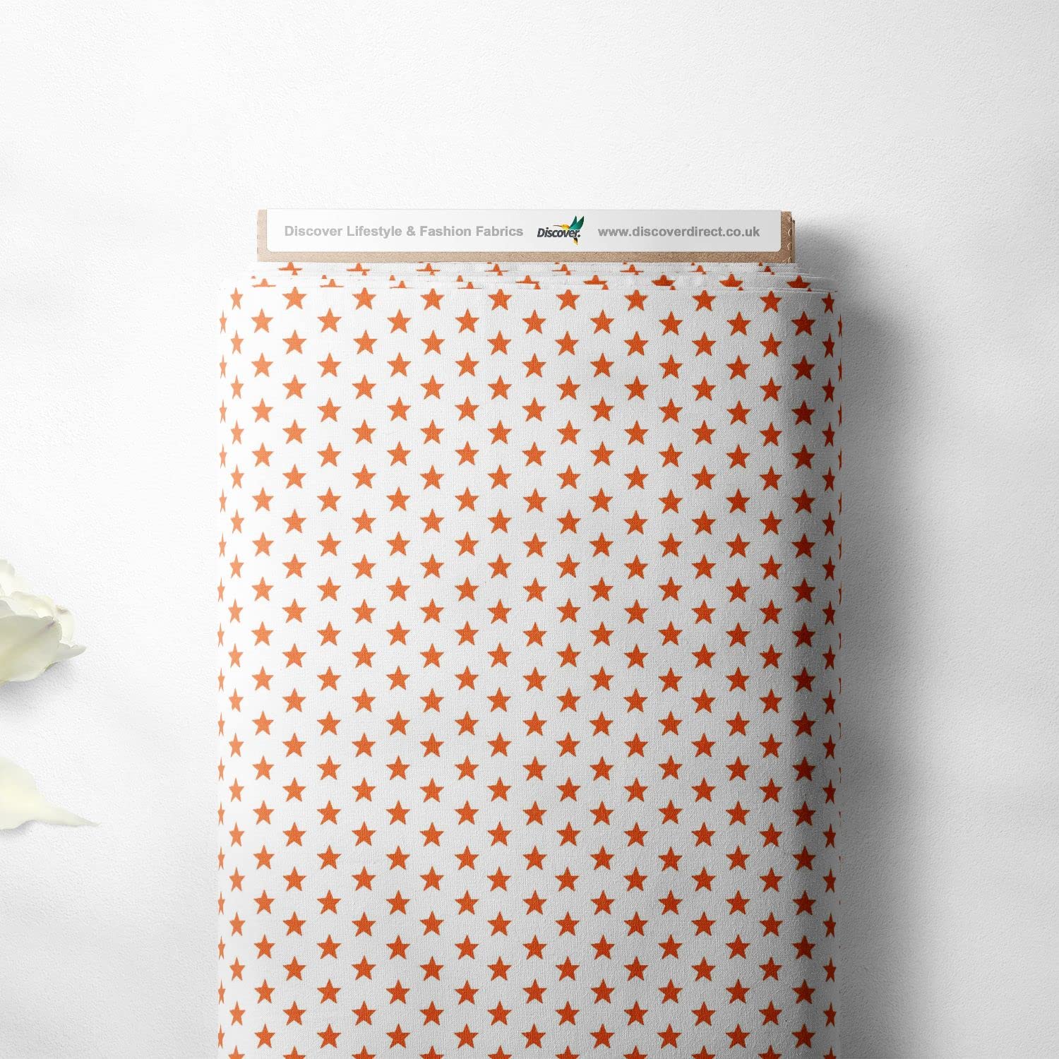Discover Lifestyle & Fashion Fabrics Orange 100% Cotton Mini Star Twinkle Design Children Kids Craft Quality Fabric Material | 55" - 140 Cm Wide (Per Metre, )