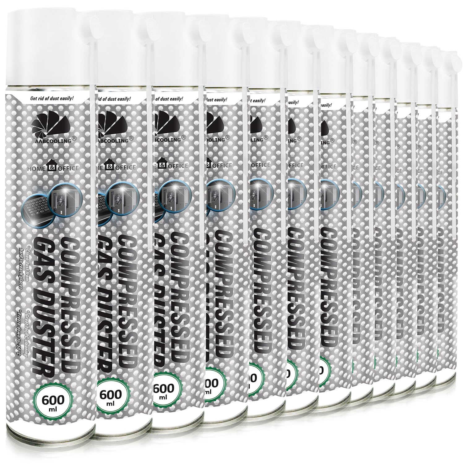 AABCOOLING Home&Office 12x 600ml Compressed Air Duster – Aria Compressa per Pulizia, Bomboletta, Pulizia PC, Laptop, Tastiera, Soffiatore Polvere, Materiale Ufficio, K1