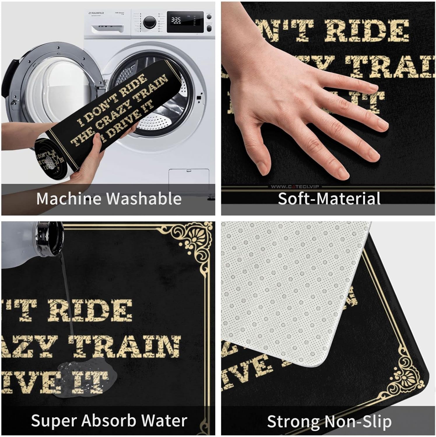Door Mats Outdoor Funny I Don't Ride The Crazy Train Drive It Doormat Front Door Rug Outdoor Rustic Bathroom Rugs(65X90CM)