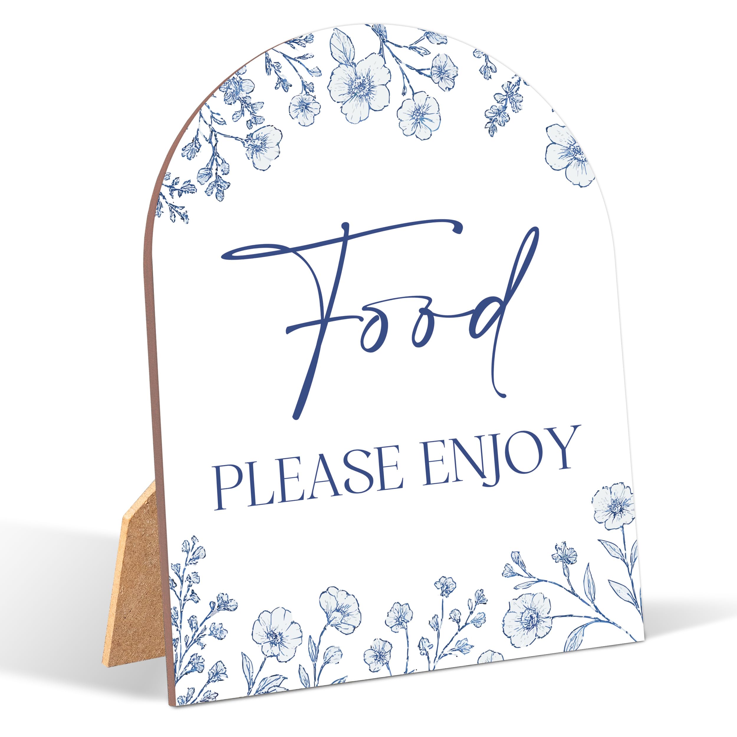 Something Blue Before I Do Food Please Enjoy - Letrero de madera de arco de 6 x 8 pulgadas con soporte, letrero de mesa de despedida de soltera, decoración de mesa de recepción de boda, AD28