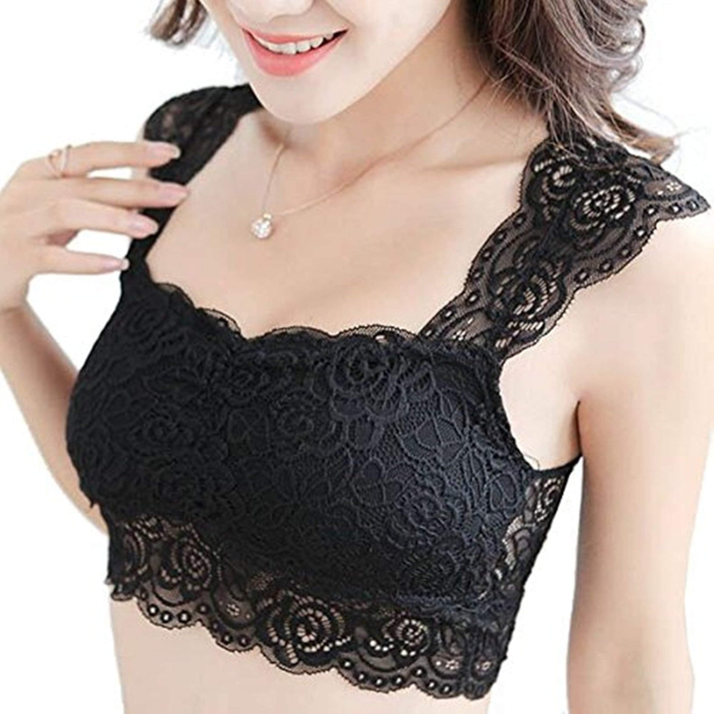 FabmeWomen's Net Seamless,Padded Bra, Free Size (