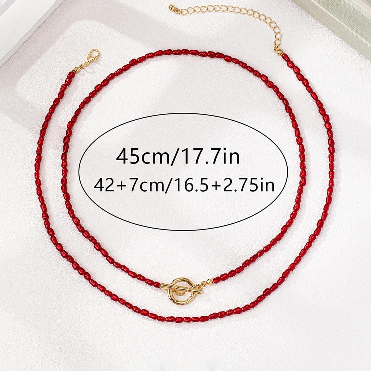 Red Beaded Necklace for Women Choker Gold Toggle Clasp Layered Stack Dainty Statement Western Boho Trendy Summer Vacation Necklaces Birthday Jewelry Gifts