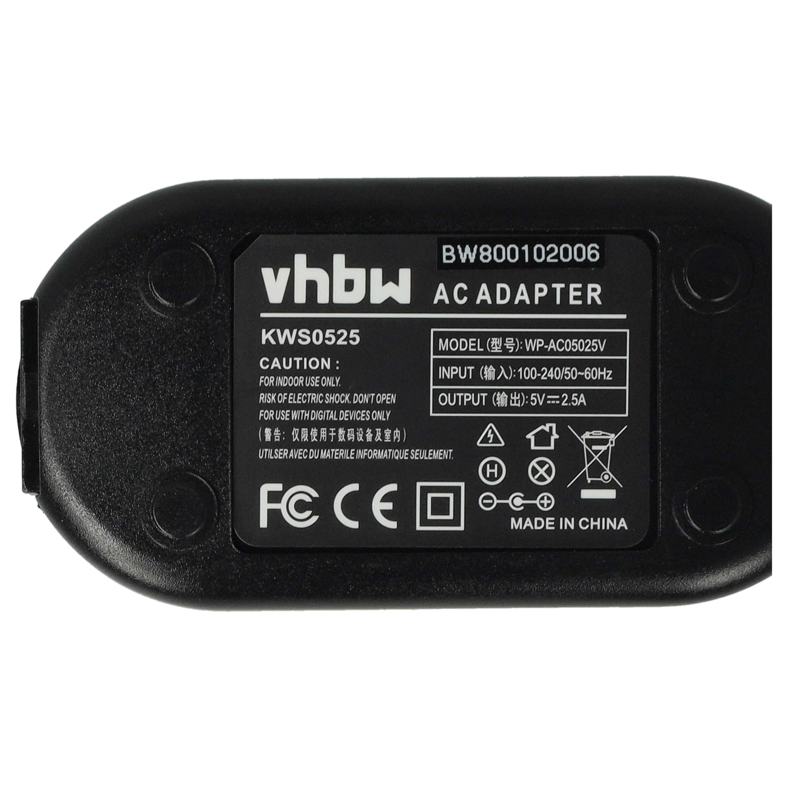 vhbw alimentatore, cavo di alimentazione compatibile con Panasonic SDR-T51PR, SDR-T51PU, SDR-T55 fotocamera, SLR - 2 m