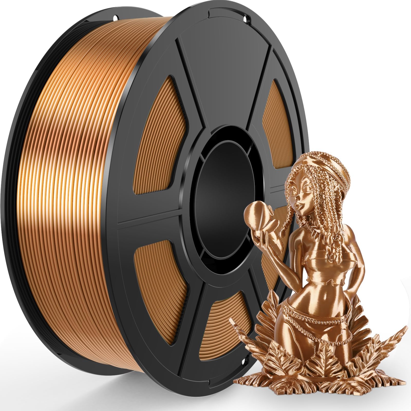 Amoybaby Silk Red Copper PLA Filament 1.75mm 1kg(2.2lbs), High Gloss Shiny 3D Printer Filament PLA, Low Warp & Clog-Free, Dimensional Accuracy +/-