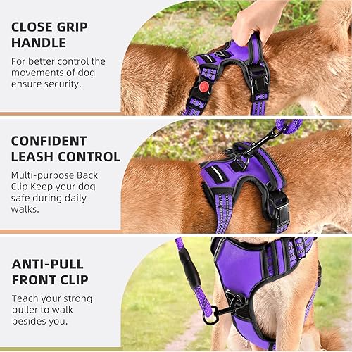 Miniatura 6 de Juqiboom Arnés sin tirones para perro, chaleco acolchado suave ajustable para perro, chaleco Oxford reflectante sin estrangulamiento para mascotas