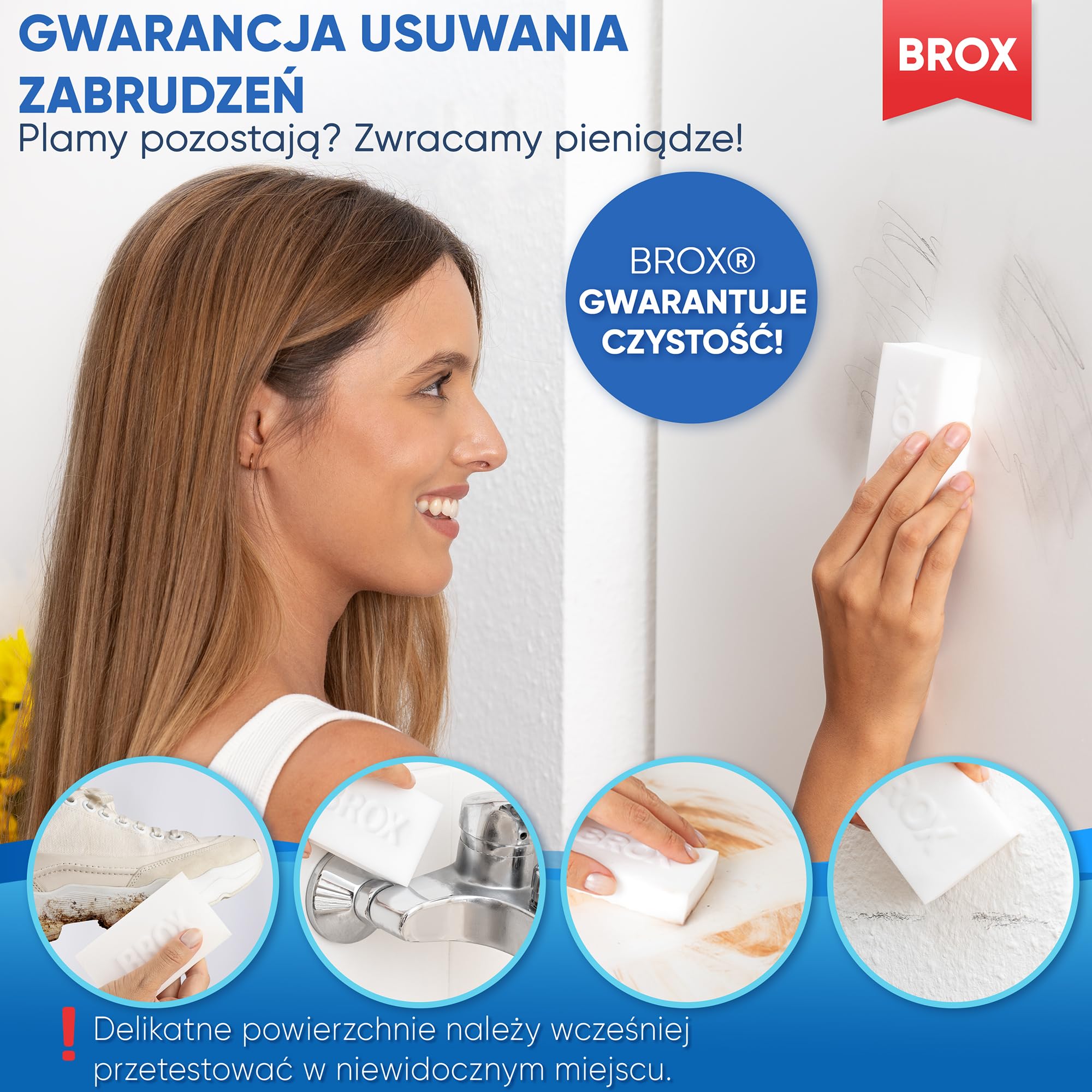 BROX® 18x Magiczna guma – Gąbki czyszczące – Guma do czyszczenia butów – Środek do czyszczenia butów – Magiczna gąbka do trampek, usuwa plamy i uporczywe zabrudzenia – Środek do usuwania plam