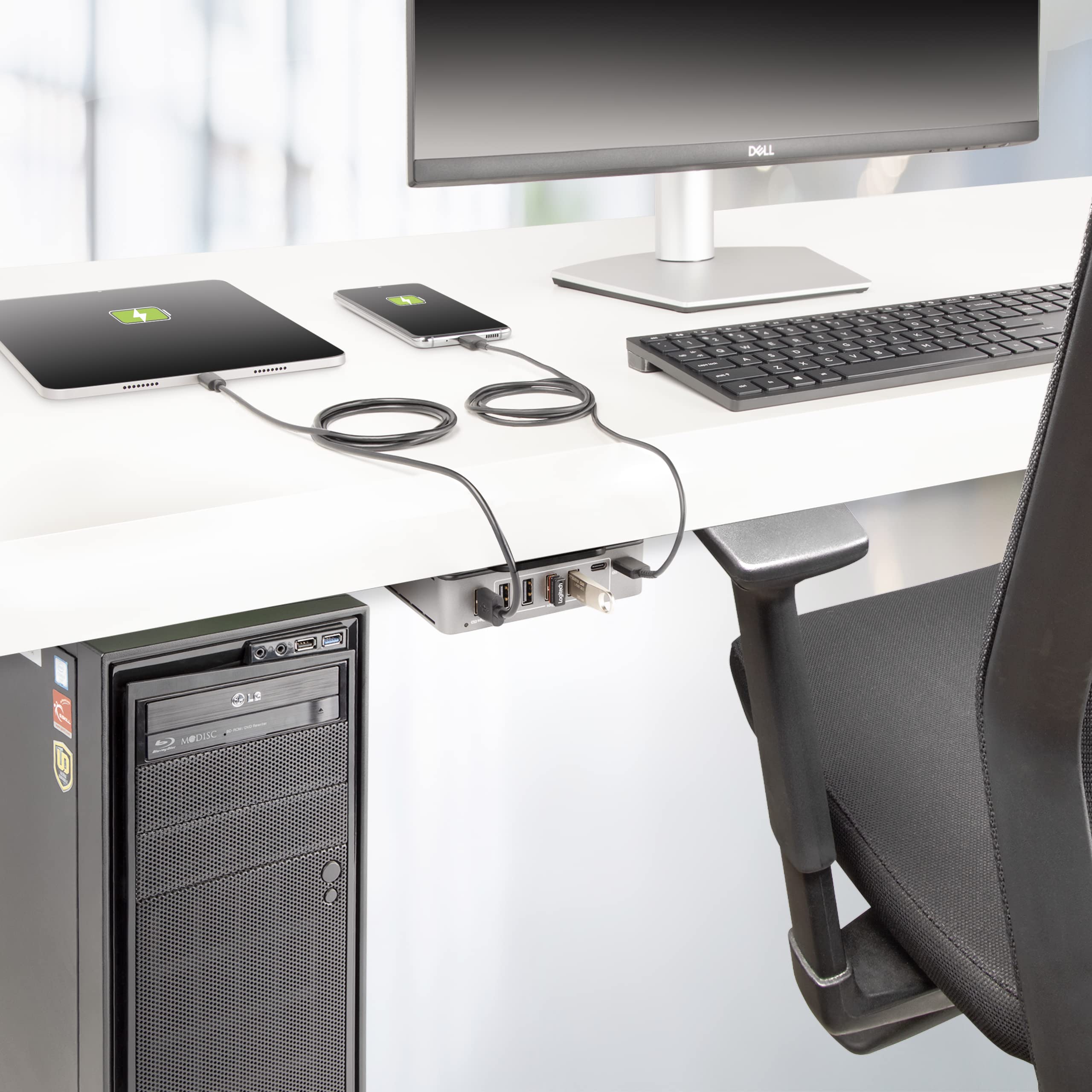 StarTech.com 7-portowy koncentrator USB-C - 5 x USB-A/2 x USB-C - samoczynnie zasilany z zasilaczem 65 W - USB 3.1 10 Gb/s, koncentrator USB do komputera stacjonarnego/laptopa z kablem blokującym z certyfikatem USB-IF - rozdzielacz USB C (10G5A2CS-USB-C-H