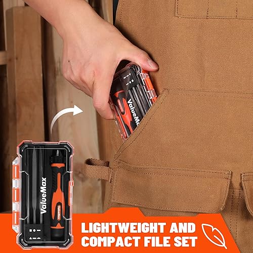 Miniatura 7 de ValueMax Juego de archivos de agujas intercambiables de 7 piezas, juego de archivos pequeños incluye armario plano, redondo, semicircular, cuadrado,