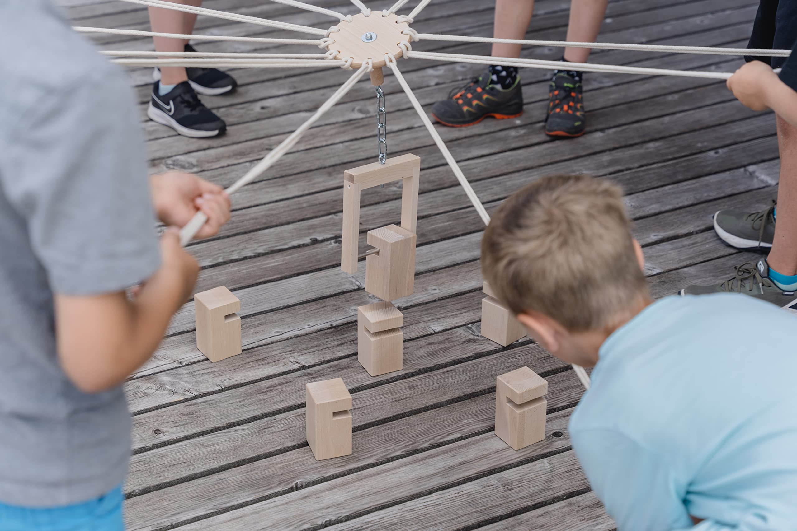 La Tour Froebel pour Tout-Petits - Jeu d'équipe en Bois de hêtre - 4 à 7 Ans - avec Sac de Transport