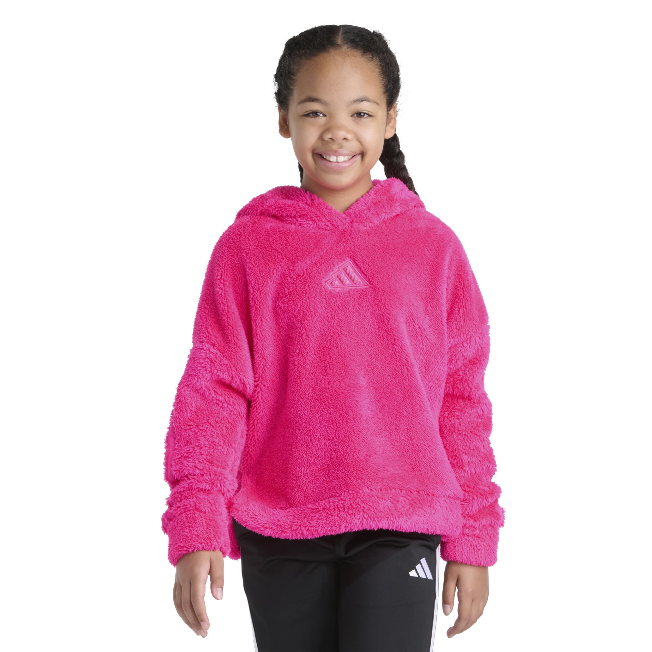 

                                                    adidas Girls' 3-Stripes Sherpa Hooded Pullover (Bi
