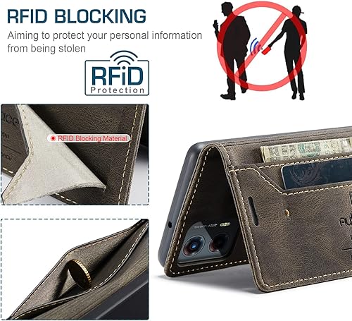 Miniatura 2 de Hongxinyu Funda tipo cartera para Motorola G 5G 2023, funda de piel sintética con tapa para tarjetero, ranura para efectivo, bloqueo RFID, función