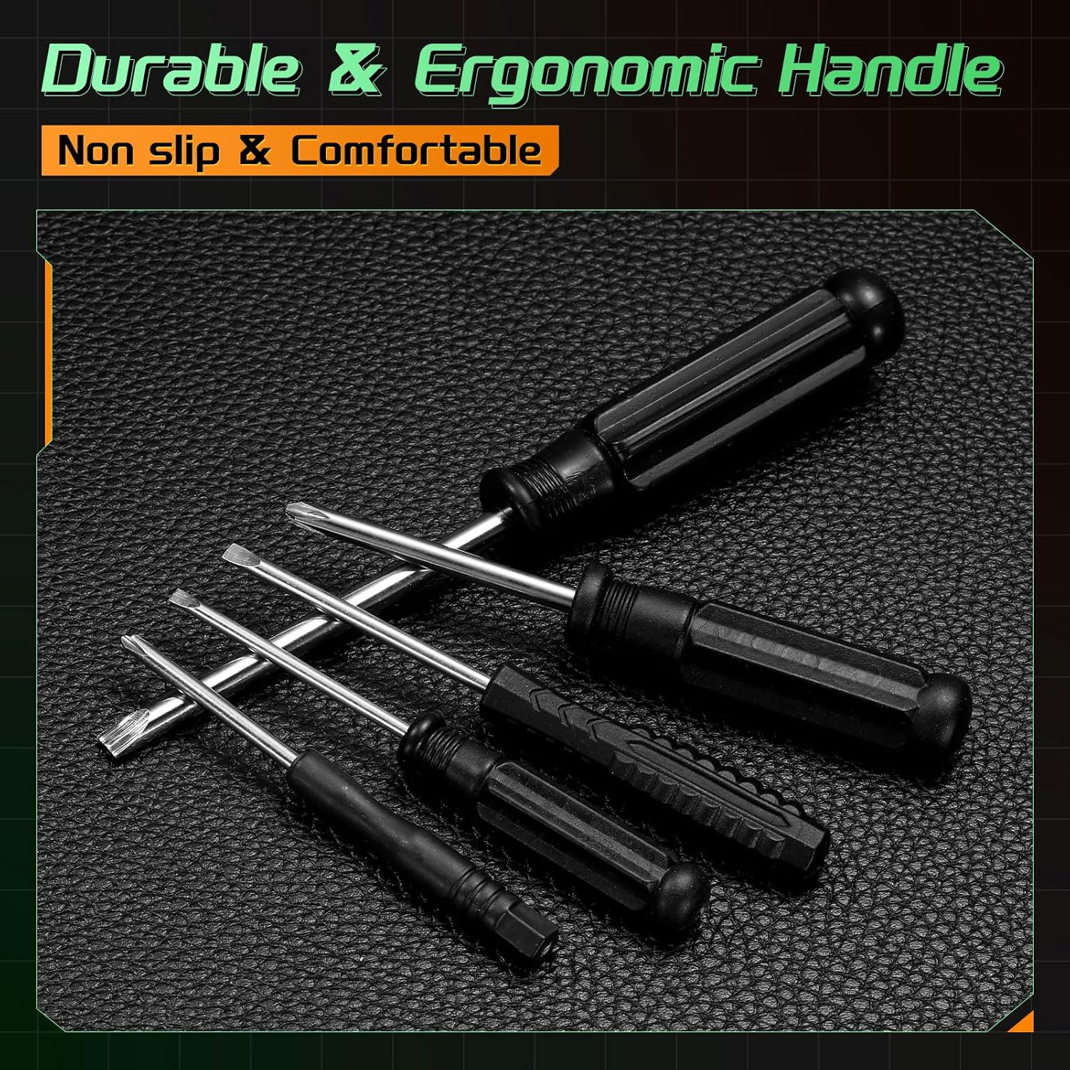 HARFINGTON 20pcs SL1.5 Mini Flat Head Screwdriver 3.15" Length Screwdrivers 1.8" Carbon Steel with Ergonomic Handle for DIY Repairing, Black