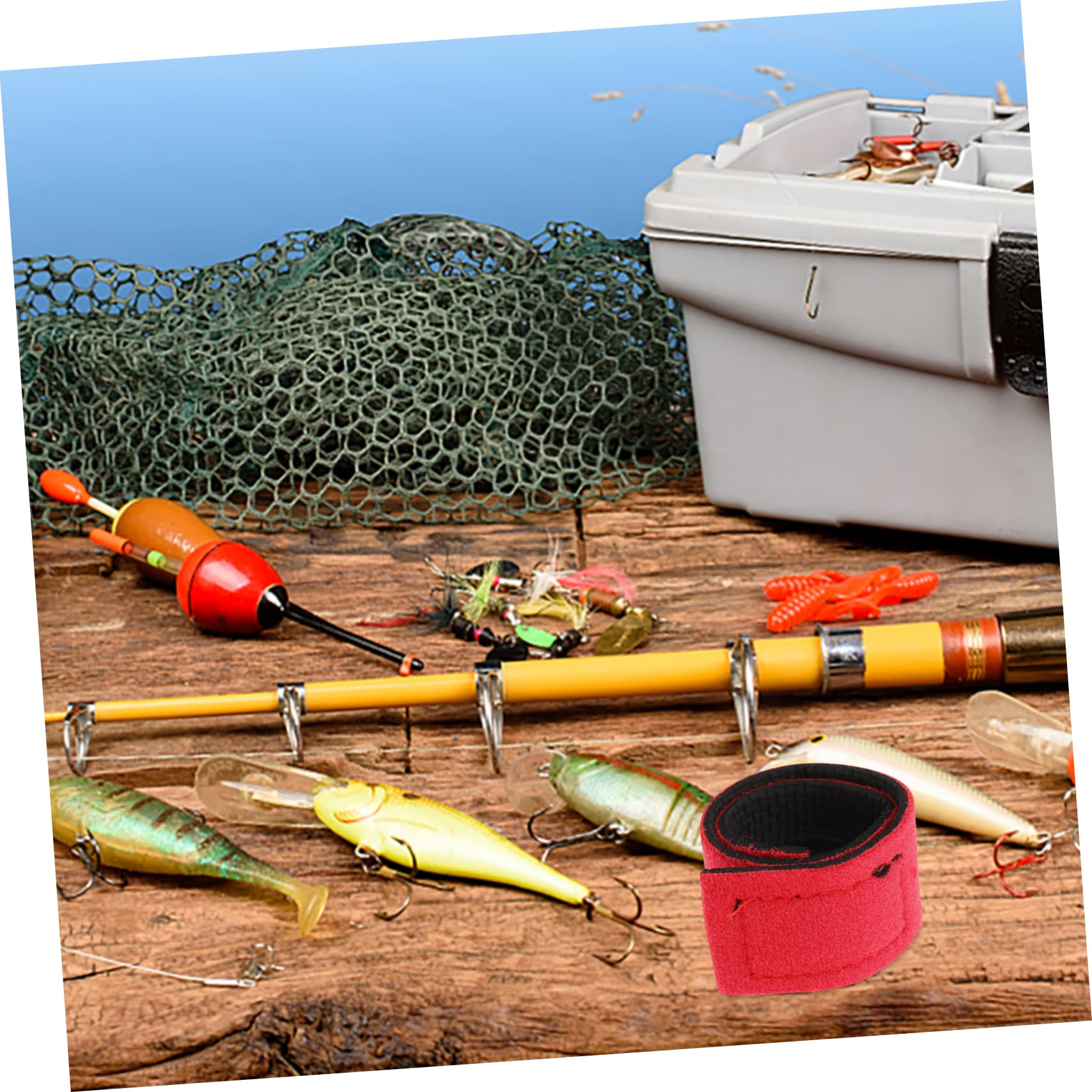 KOMBIUDA Fishing Rods Belt Stretchy Fishing Rod Accessory Comfortable Strap and Guide Rail