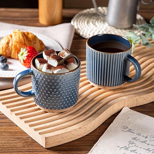 Miniatura 30 de GBHOME Tazas de café apilables de 12 onzas, tazas de café de cerámica con patrones de textura para hombre, mujer, papá, mamá, juego de 4 tazas