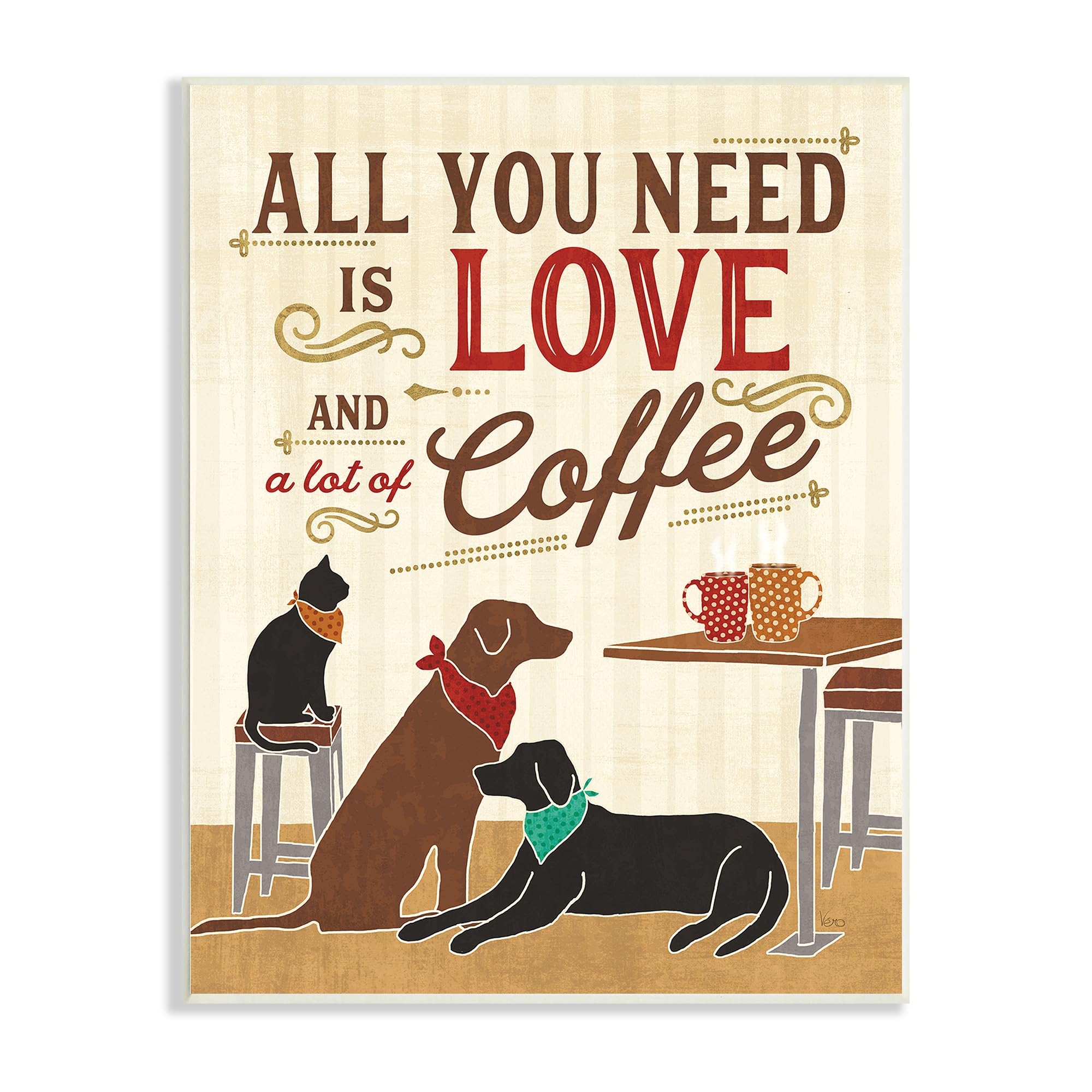 Love Coffee Cats Dogs Letter, 13 x 19 Inch Mounted Print on Wall Plaque