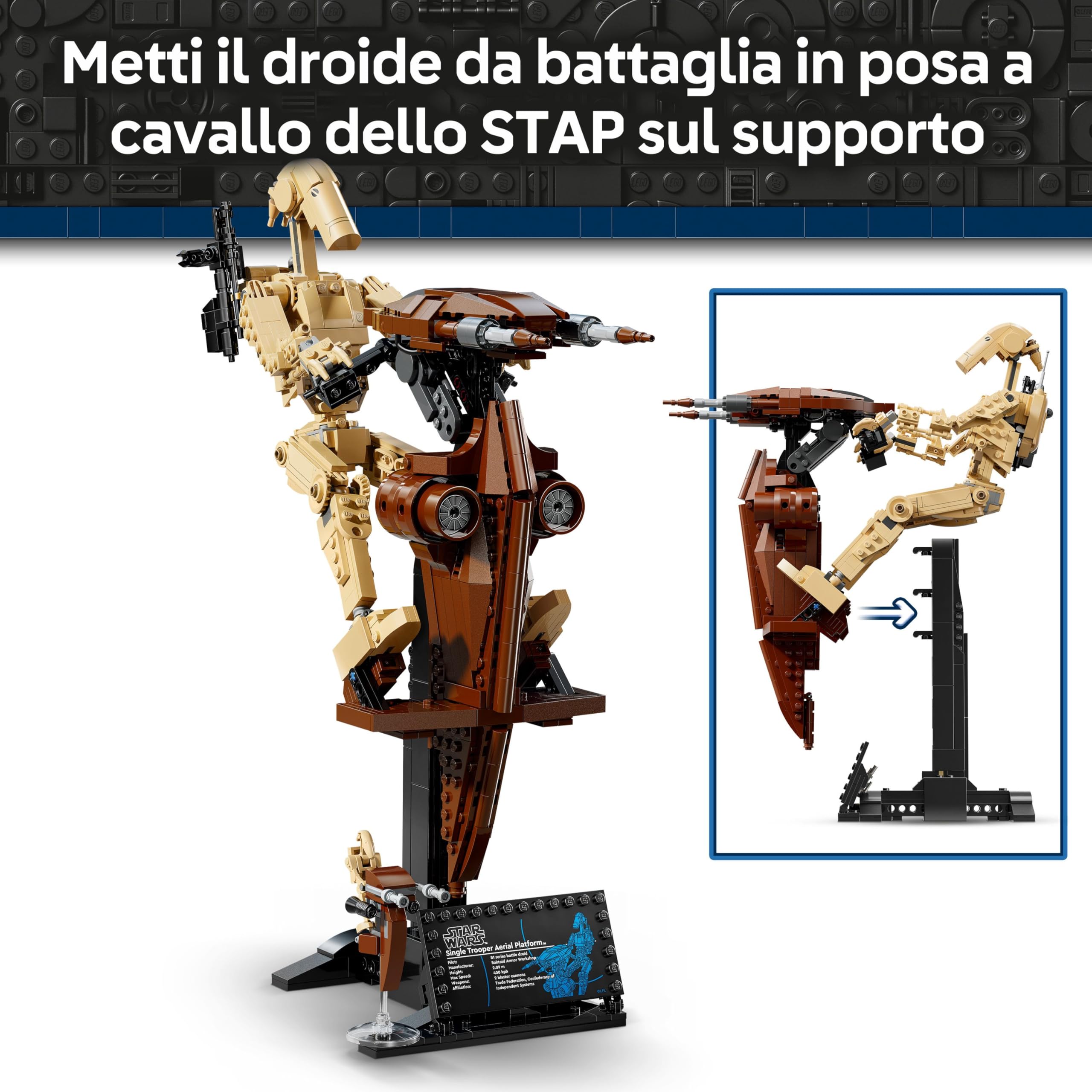 LEGO Star Wars 75428 Battle Droid con STAP Speeder Giocattolo - Action Figure per il Gioco e l'Esposizione - Regalo da Collezione per Bambini da 12 Anni, Adolescenti e fan della Minaccia Fantasma