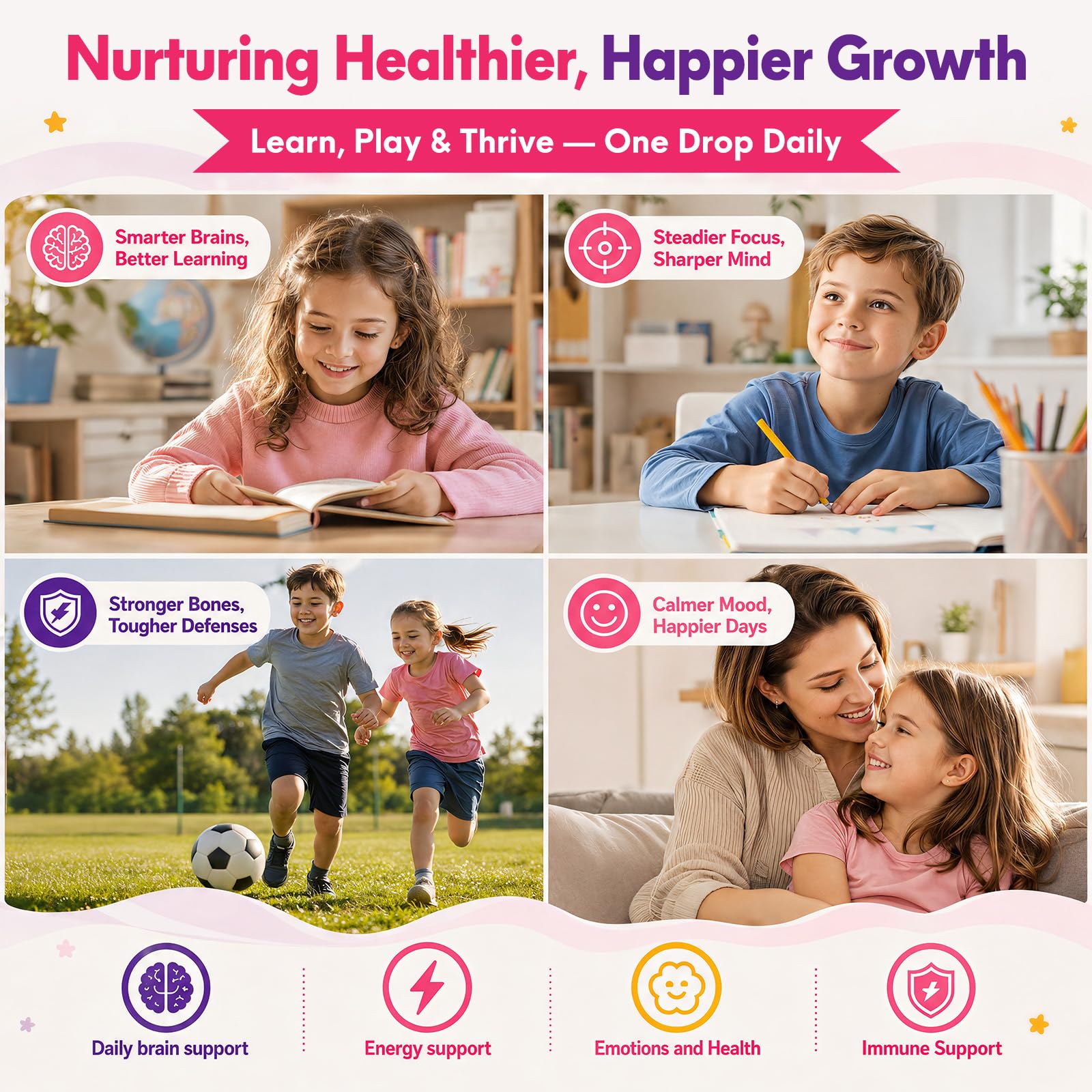 Folinic Acid for Kids, Active Folate Drops with Methylcobalamin B12, P5P B6, DHA, Choline & Magnesium, Kids Folinic Acid Supplement for Mood, Focus, Brain &Energy,GMP,Vegan,Strawberry Flavor, 2 Oz — Amazon image 6