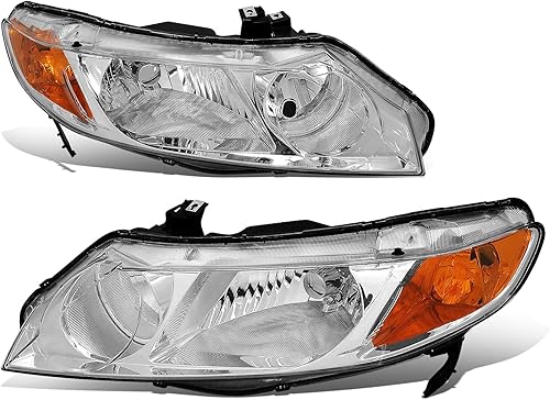 Modelo halógeno conjunto de faros delanteros estilo fábrica compatible con Honda Civic 4 puertas Sedan 06-11, lado del conductor y del pasajero,