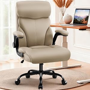 AreShark Office Chair - Executive High Back Breathable Comfy Desk Chair with Lumbar Support - Ergonomic Leather Rolling Swivel Computer Chair with Rock Function for Working Studying Gaming Relaxing