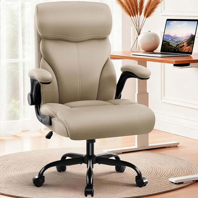 AreShark Président du Bureau - chaise de bureau haut dos respirante avec support Lombar - Chaise en cuir ergonomique pivotante avec fonction rock pour l'étude du jeu de détente