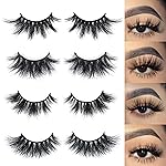 Mikiwi 3D Mink Lashes, 4 Styles Mink Eyelashes, Dramatic Eyelashes, Strip Lashes, 5D Mink Lashes, Pack-4