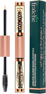 LiveFraiche USDA Organic Castor Oil Eyelash Growth Serum - Cold Pressed Lash & Brow Treatment with Mess-Free Mascara Tube