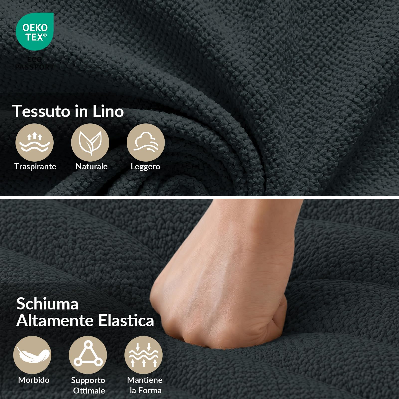 JIJIAN Set di 6 Sedie Sala da Pranzo, Sedie da Cucina, Sedia imbottita,Sedia da Soggiorno, Schienale in Tessuto e Gambe in Metallo, Ideale per Sale da Pranzo, Cucine e Soggiorni, Grigio Scuro