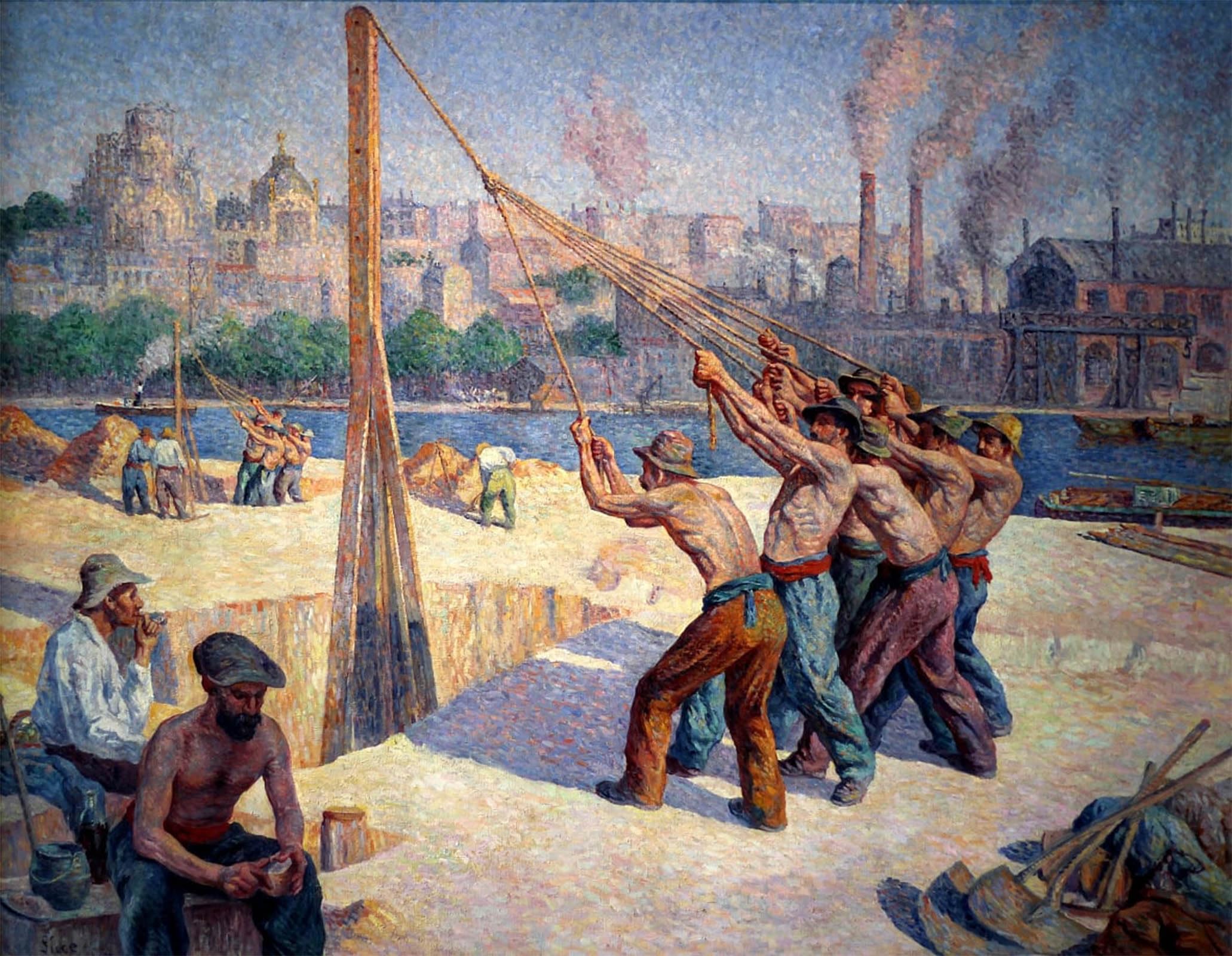 ARTXLXXBN Famous Art Print Poster Vintage Wall Art Pile Drummers by Maximilien Luce Canvas Art Poster for Home Decor 60x90cm