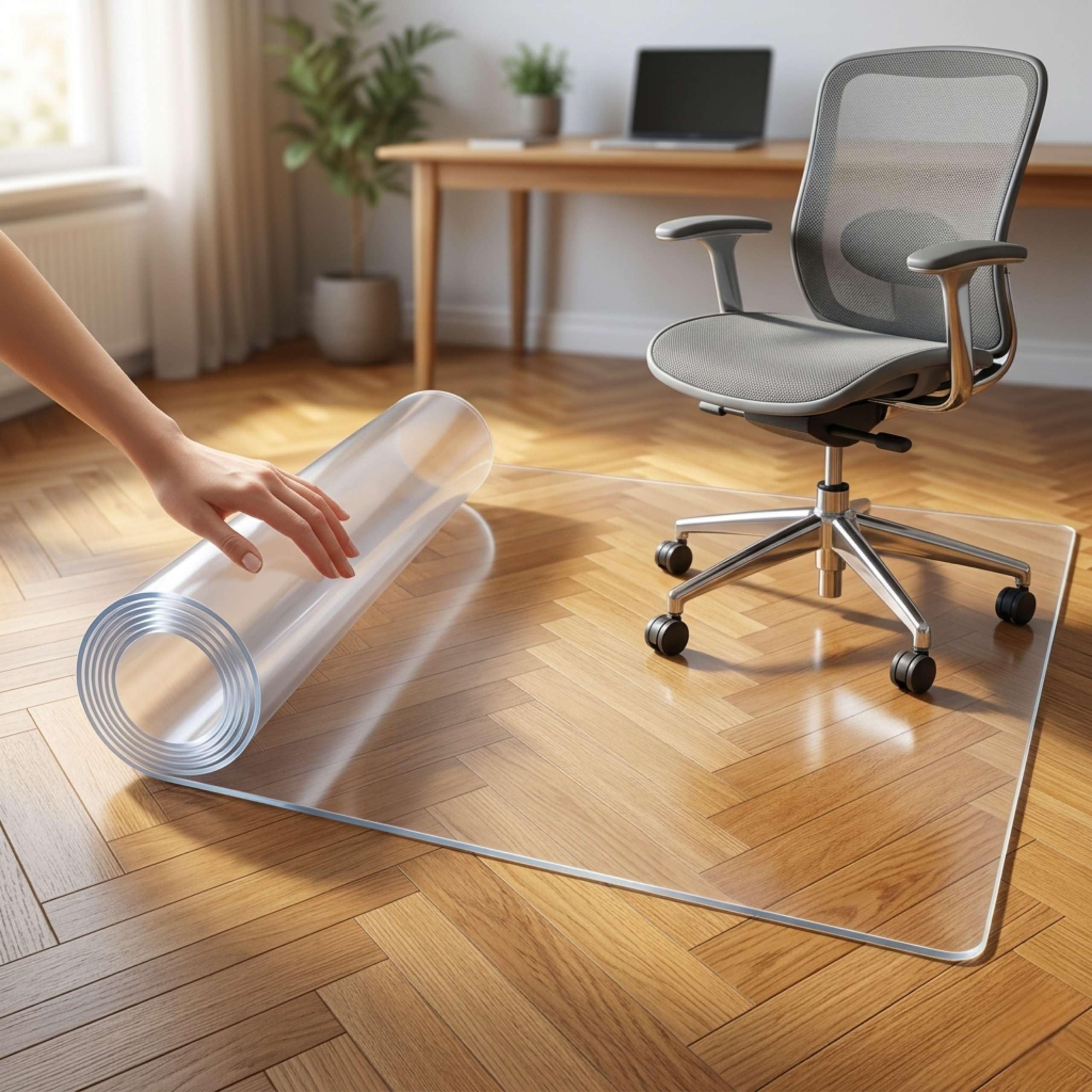 Artwelt Tapis de Sol Transparent 2 mm pour Chaise de Bureau – Protège-Sol Léger pour Bureau à Domicile Taille Personnalisable (120cm X 90cm)