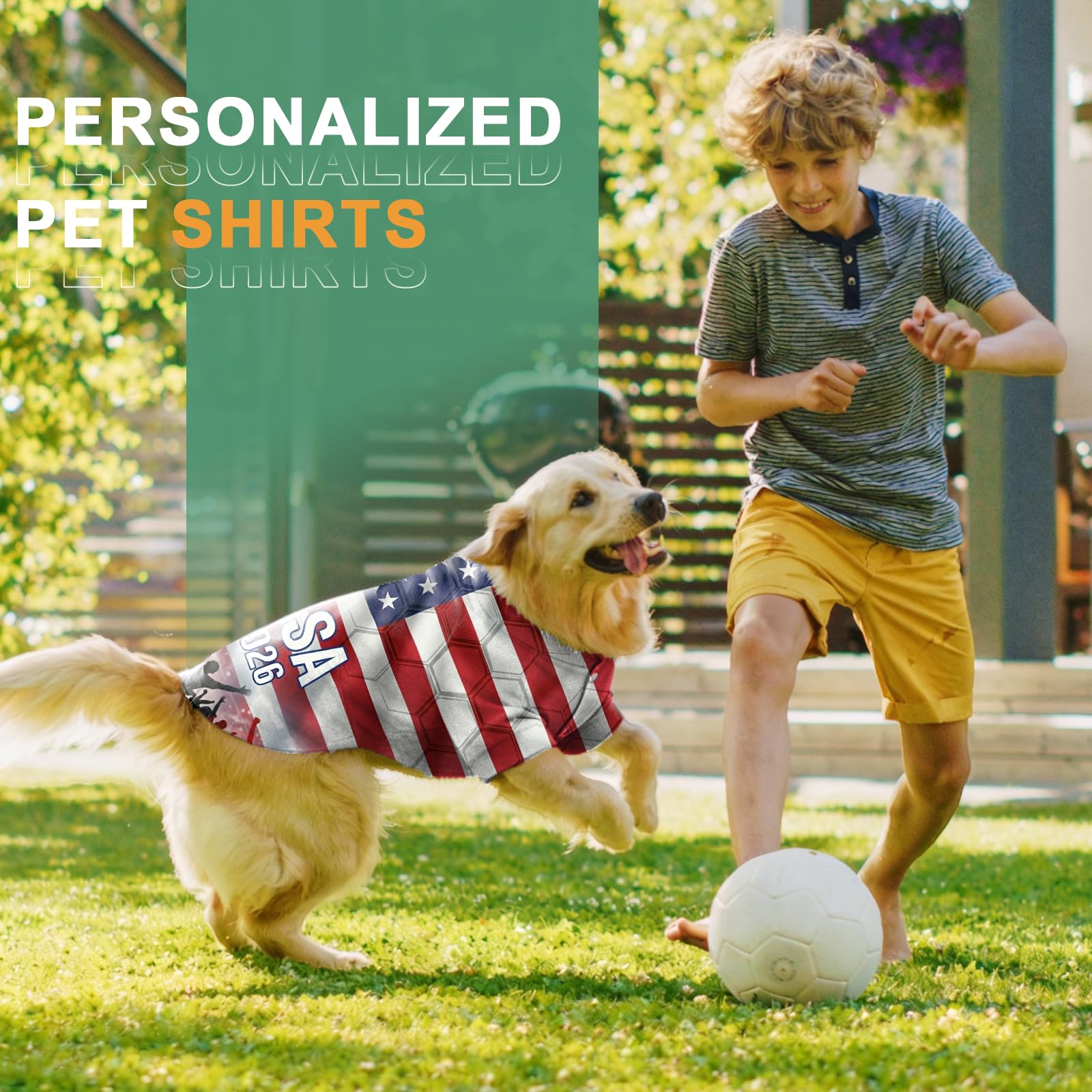 Maillot de Foot Personnalisé pour Chien, Maillot de Foot Personnalisé Coupe du Monde 2026, Col V, avec Nom et Numéro, Tricolore, pour Petit, Moyen et Grand Chien (Style A)