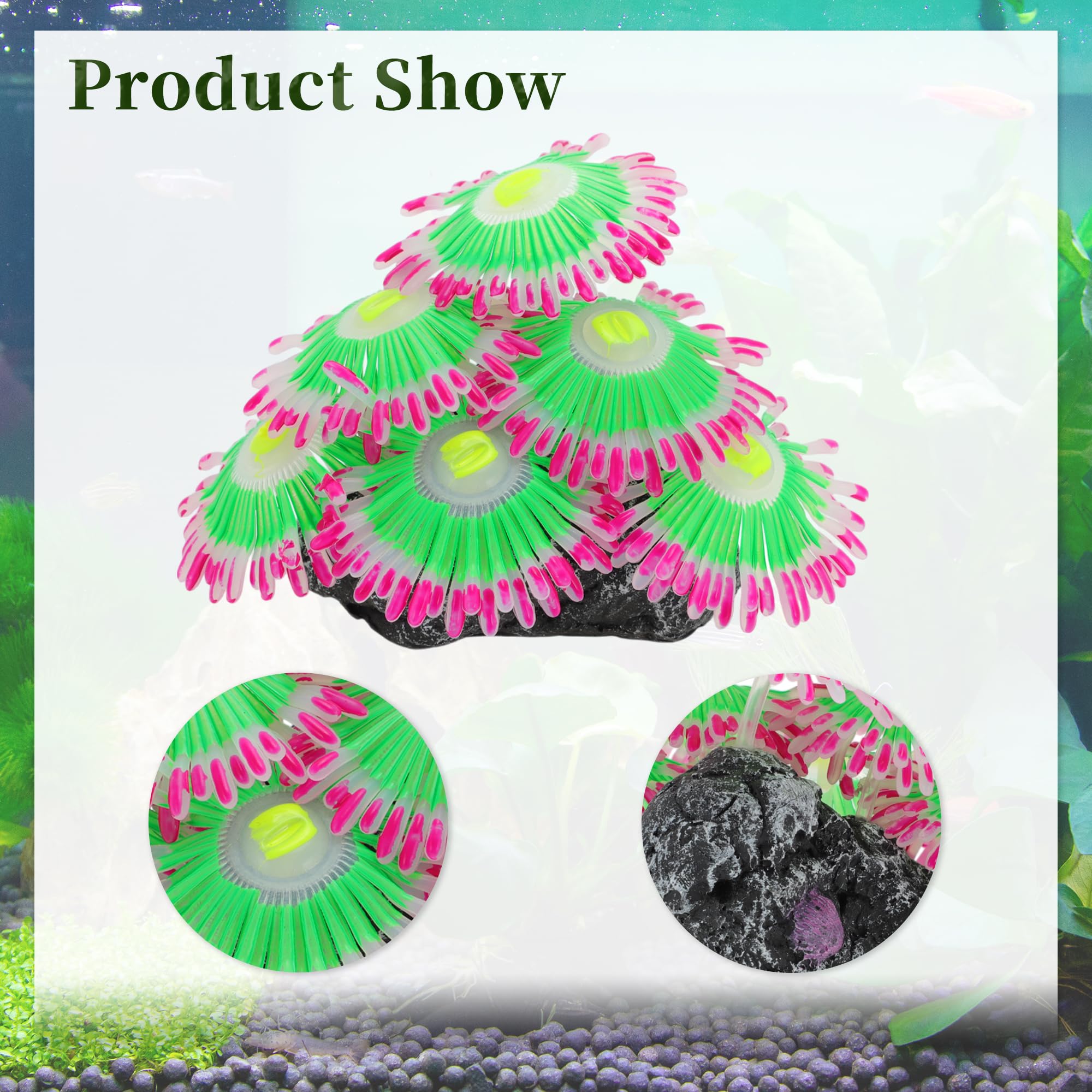 CAPASTEC Fluorescent Aquarium Coral, Vibrant Glowing Effect, Fish Tank Decorations, Artificial Aquarium Accessories, Red
