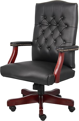 Miniatura 4 de Boss Office Products Silla clásica ejecutiva Caressoft con acabado de caoba en negro