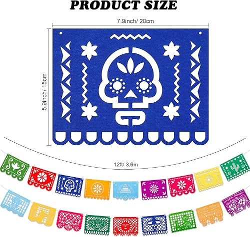 Miniatura 2 de 4 carteles de fieltro para fiesta mexicana, Día de los Muertos, Día de los Muertos, decoración del Cinco de Mayo Papel Picado