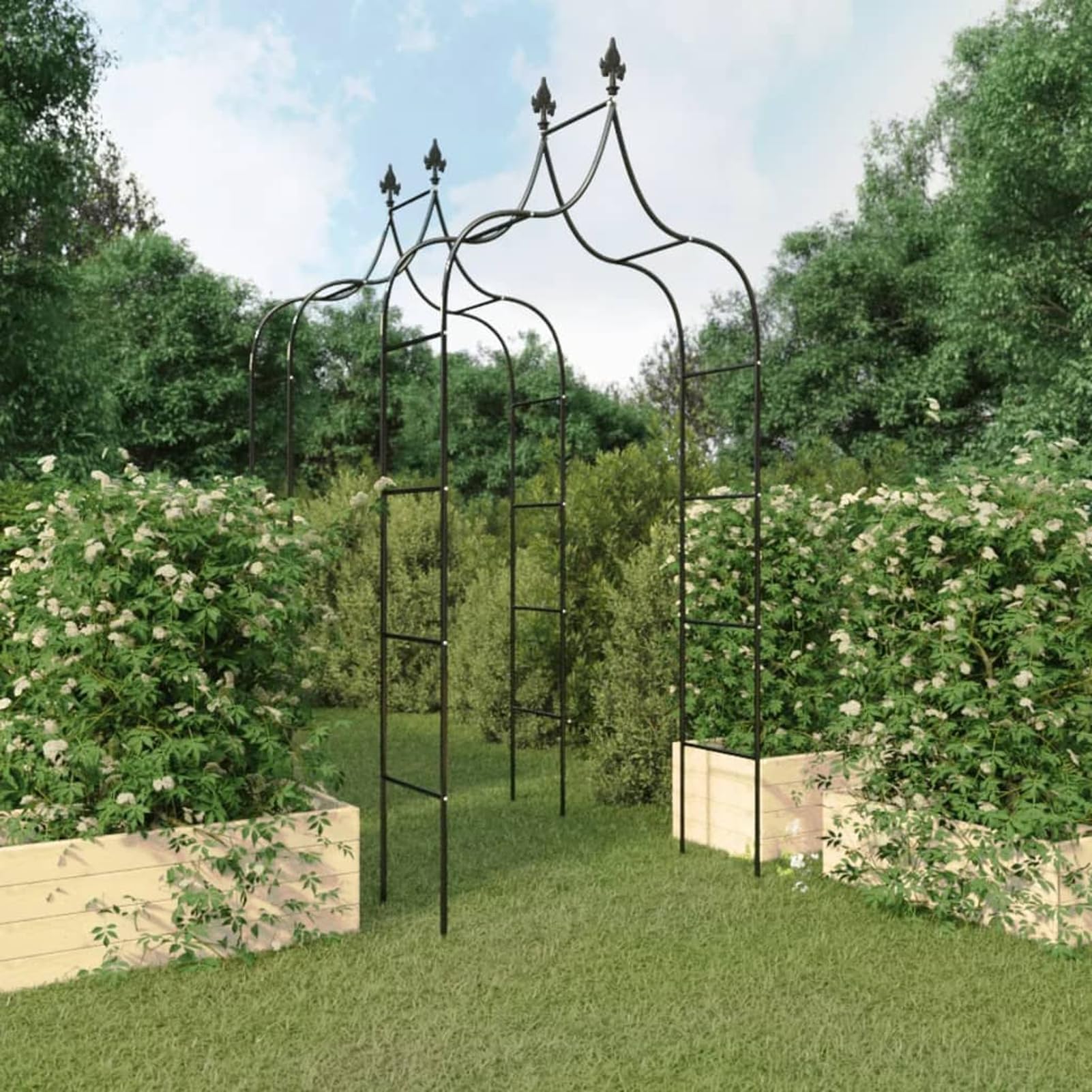 Homgoday Archi da Giardino 2 pz Neri 120x38x260 cm Aiaio, Mobili per Casa Interno Esterno Soggiorno Camera da Letto