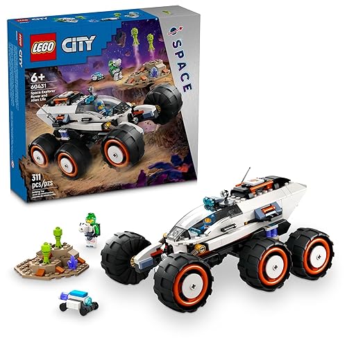 LEGO City Space Explorer Rover and Alien Life Toy, Space Gift for Boys and Girls Ages 6 and Up with 2 Minifigures, Robot and Extraterrestrial Figures, Pretend Play STEM Toy, 60431