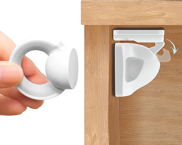 Booboo® Magnetic Child Safety Cupboard Locks for Children x10 Locks + x1 Key, Baby Proofing for Kitchen, Cabinets and Drawers, 30 Second Install No Drilling 3M Adhesive (10 Pack)