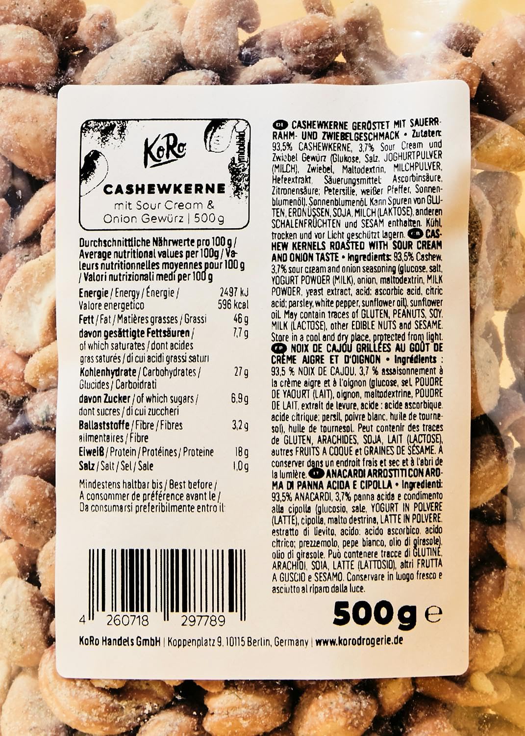 Noix de cajou crème-oignon 500 g