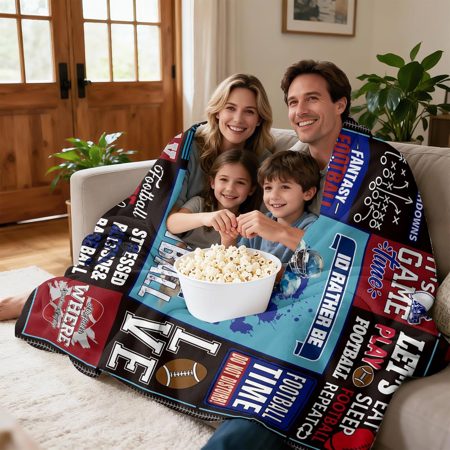 Foot Ball Blanket Gifts for Boys Men,Soft Flannel Football Sports Theme Rugby Throw Blanket Foot Ball Lover for Bedroom Living Room Sofa Decor