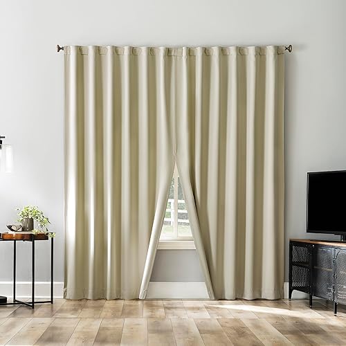 Miniatura 9 de Sun Zero Belize - Juego de 2 paneles de cortinas plisadas con cierre magnético, 100 % opacas, calidad de teatro, 52 x 96 pulgadas, color crema