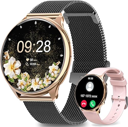 Miniatura 1 de GADIXY Reloj inteligente para mujer (respuestahacer llamadas), relojes inteligentes AMOLED de 1.32 pulgadas para teléfonos Android iOS, botón