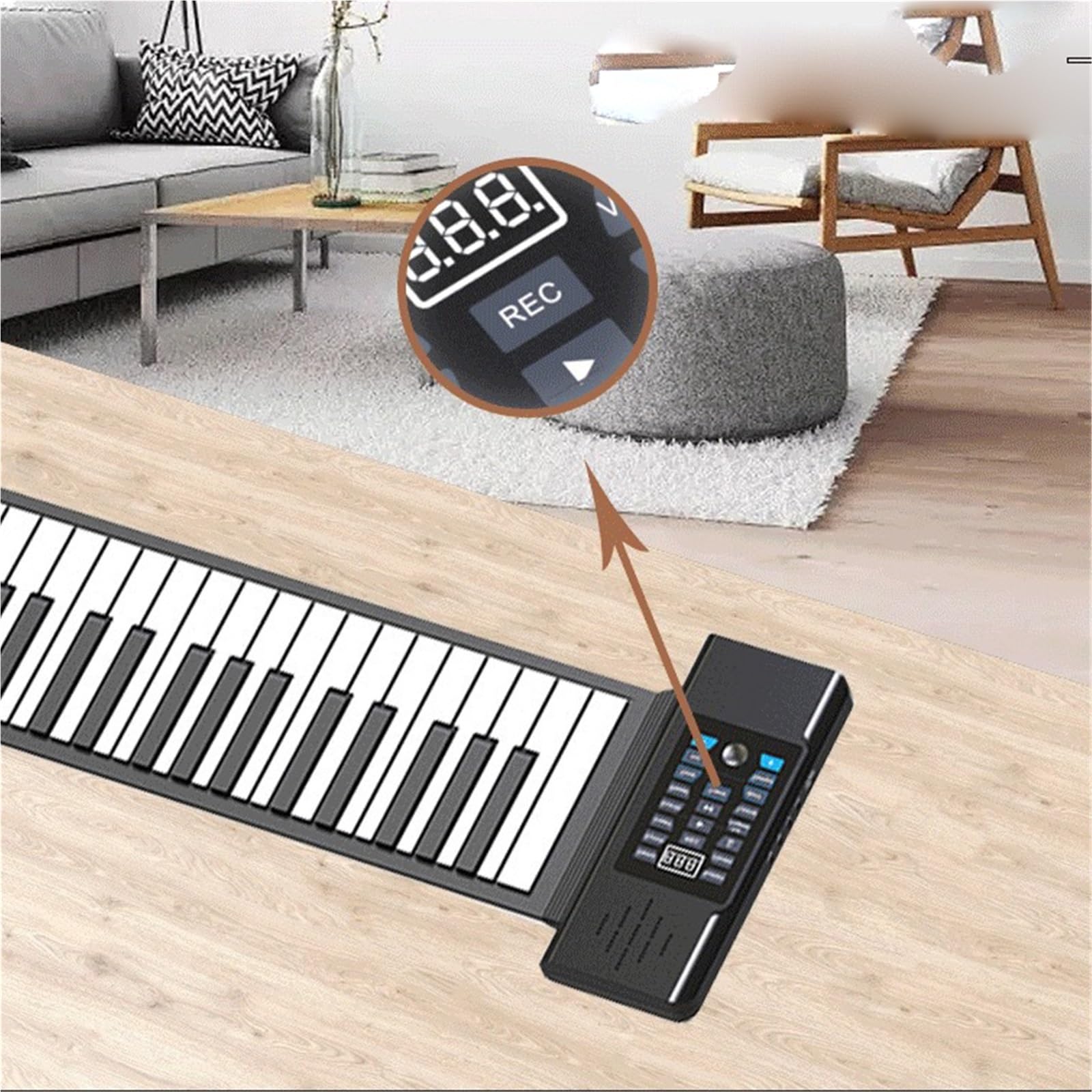 Pianino Elektroniczne Profesjonalne Elastyczne Pianino Elektroniczne Z 88 Klawiszami Ładowane Przez USB Przenośne Z Miękkiego Silikonu ABS(Type2)
