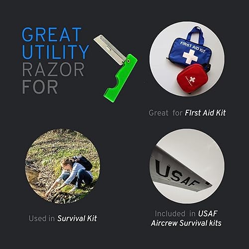 Miniatura 4 de Derma-Safe - Maquinilla de afeitar plegable para supervivencia y kits de primeros auxilios, mini hoja de afeitar plegable de bolsillo, bisturí