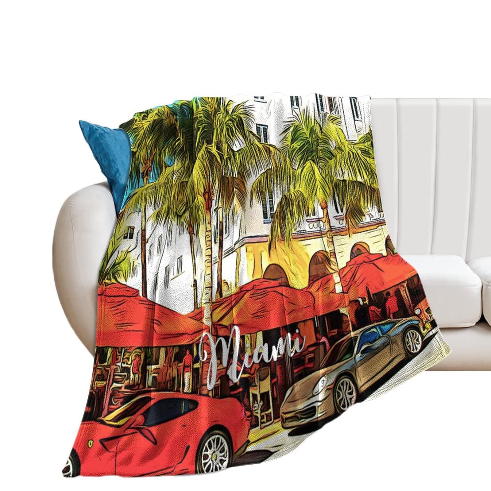 Couverture en flanelle pour canapé plaid chaud motif Miami pour vos soirées cocooning