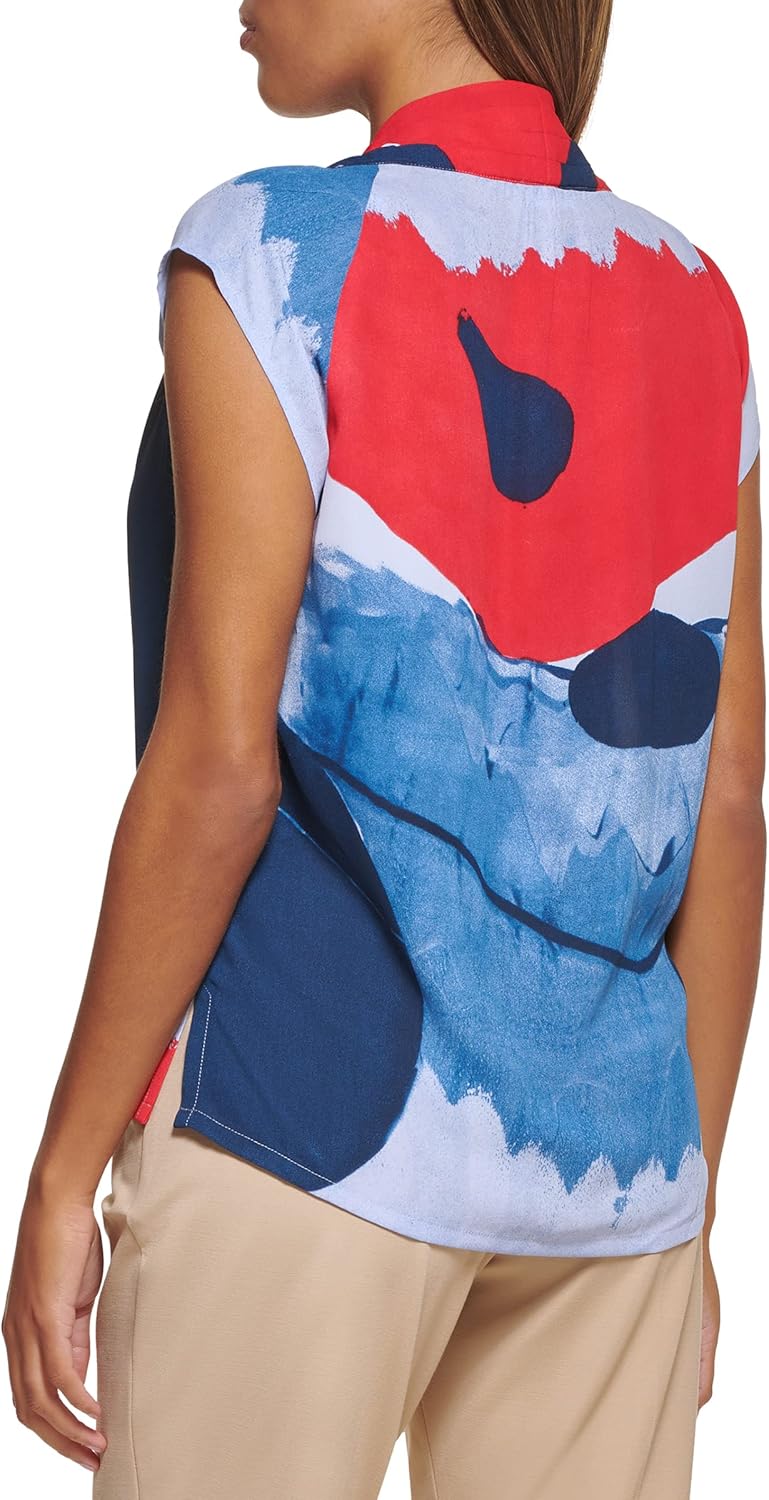 DKNY Womens Cap Sleeve Business Casual Blouse - Image 4